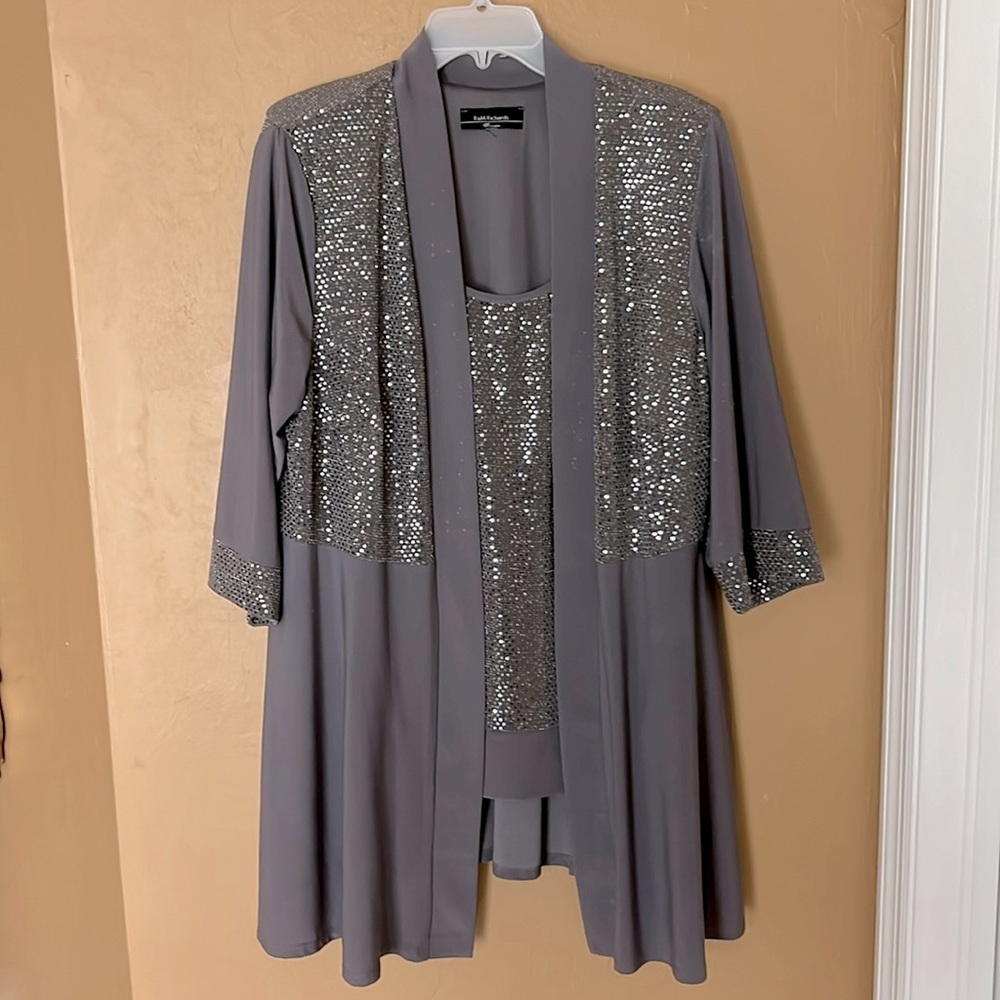 NWT - R&M Richard’s Woman sequin top with attached jacket.